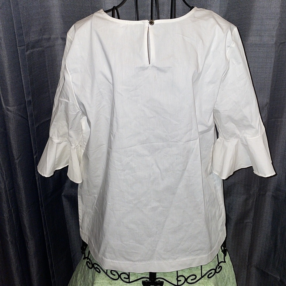 NWT CALVIN KLEIN Women’s 1/4 sleeve White Blouse.  Size S/P. - Picture 2 of 4